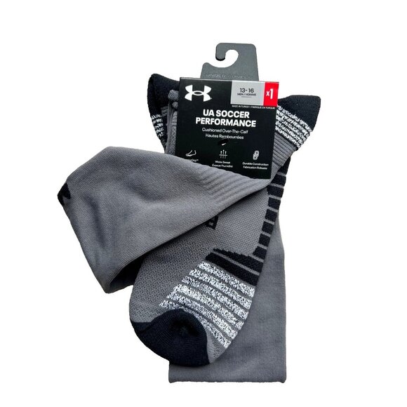 Under Armour 1367824 UA Soccer Performance Socks Graphite Grey ( 13-16 ) - Picture 1 of 1